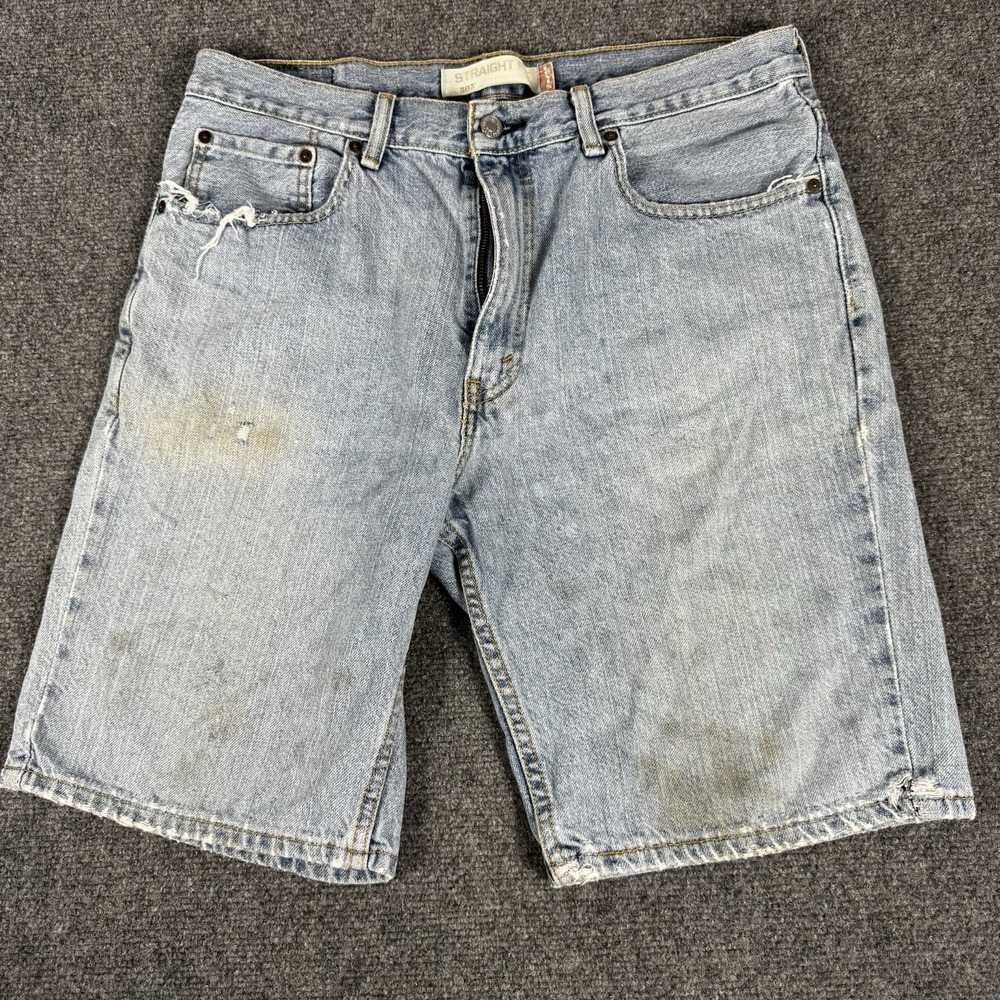 Vintage Levi's 505 Distressed Denim Shorts 34 Light Wash Jorts Streetwear Y2K - Picture 3 of 10